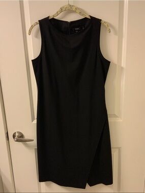 Theory Black Sleeveless Knee-length Goodwool Sheath Dress